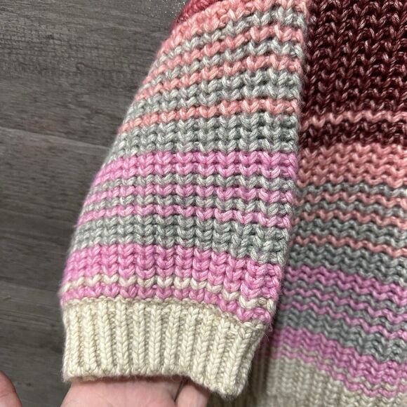 Victoria Secret Striped Oversized Cropped Cable Knit Sweater Sz Xs Alpaca Blend - Picture 2 of 7